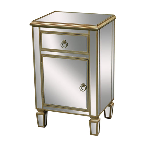 Broadway Cabinet In Clear Mirror And Champagne Silver Leaf