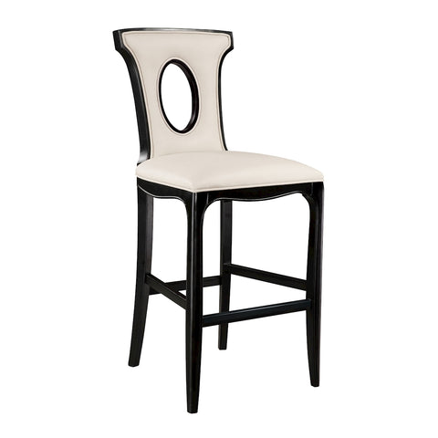 Alexis Barstool In Black With Off White Faux Leather Fabric