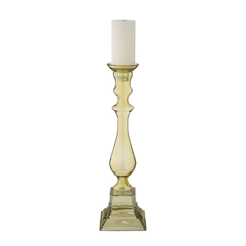 Peridot Glass Knight Pillar Candle Holder - Medium