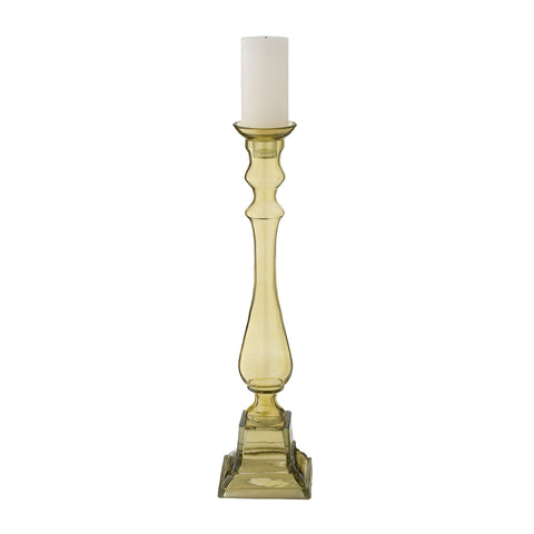 Peridot Glass Knight Pillar Candle Holder - Large