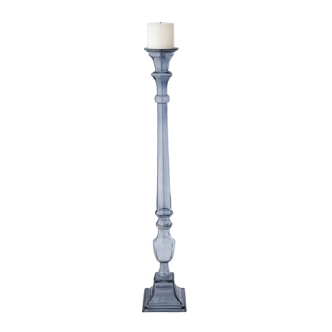 Tall Plum Glass Knight Pillar Candle Holder - Large
