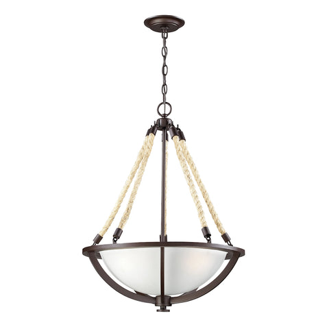 Natural Rope 3 Light Pendant In Aged Bronze