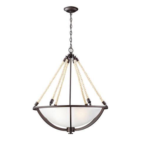 Natural Rope 4 Light Pendant In Aged Bronze