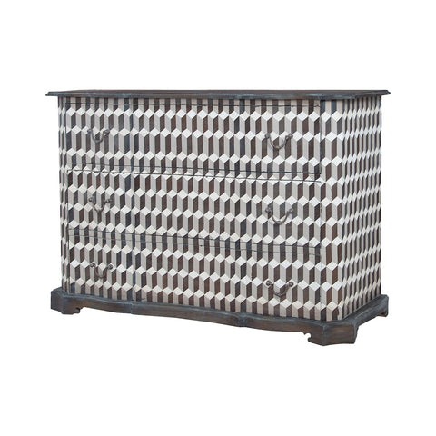 Heritage Chest In Heritage Grey Stain With Hand Painted Geometric Art