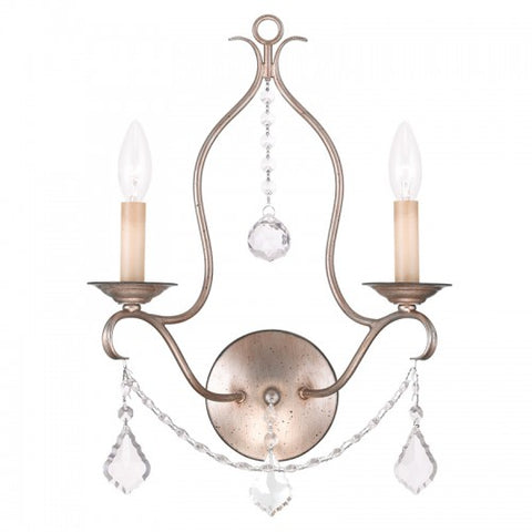 Livex Lighting Chesterfield 2 Light Antique Silver Leaf Wall Sconce