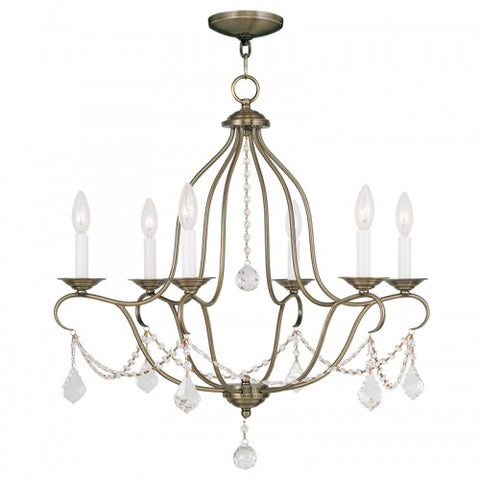 Livex Lighting Chesterfield 6 Light Antique Brass Chandelier