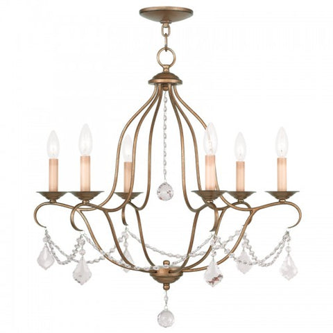Livex Lighting Chesterfield 6 Light Antique Gold Leaf Chandelier