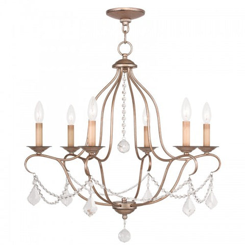 Livex Lighting Chesterfield 6 Light Antique Silver Leaf Chandelier
