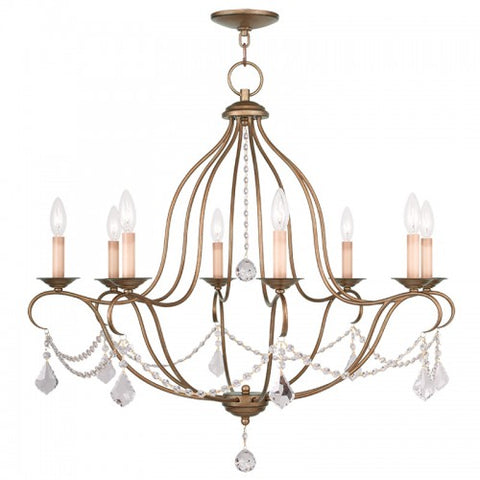 Livex Lighting Chesterfield 8 Light Antique Gold Leaf Chandelier