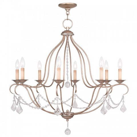 Livex Lighting Chesterfield 8 Light Antique Silver Leaf Chandelier