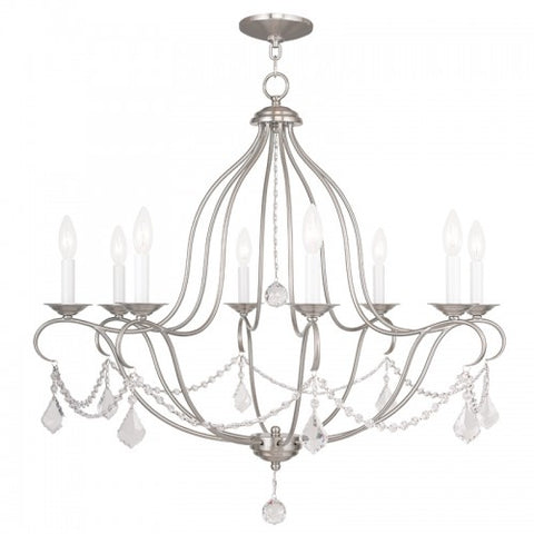 Livex Lighting Chesterfield 8 Light Brushed Nickel Chandelier