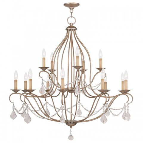 Livex Lighting Chesterfield 15 Light Antique Silver Leaf Chandelier