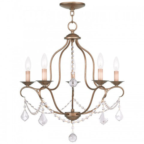 Livex Lighting Chesterfield 5 Light Antique Gold Leaf Chandelier