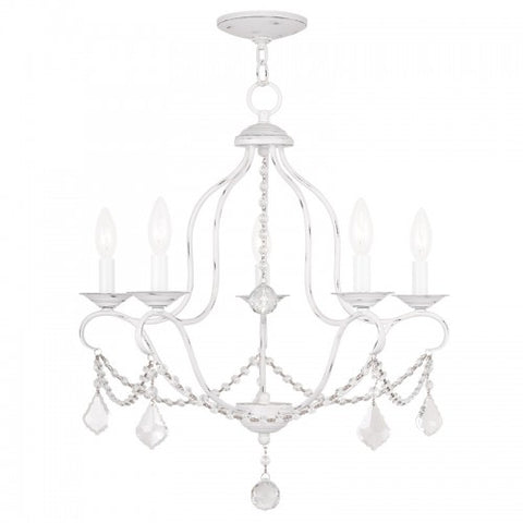 Livex Lighting Chesterfield 5 Light Antique White Chandelier