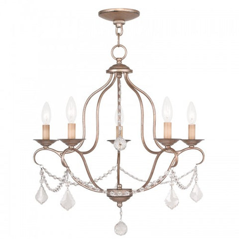 Livex Lighting Chesterfield 5 Light Antique Silver Leaf Chandelier