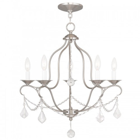Livex Lighting Chesterfield 5 Light Brushed Nickel Chandelier