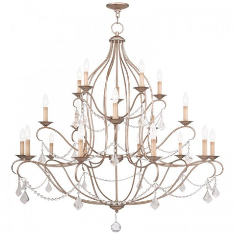 Livex Lighting Chesterfield 20 Light Antique Silver Leaf Chandelier