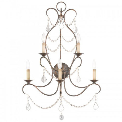 Livex Lighting Chesterfield 5 Light VBR Wall Sconce