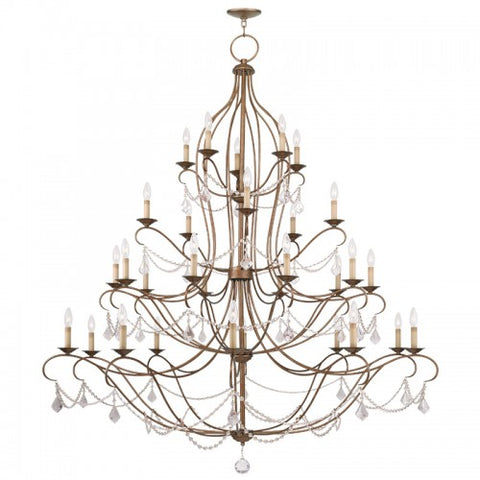Livex Lighting Chesterfield 30 Light Antique Gold Leaf Chandelier