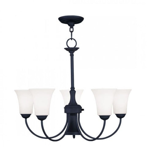 Livex Lighting Ridgedale 5 Light + 1 Light Black Chandelier