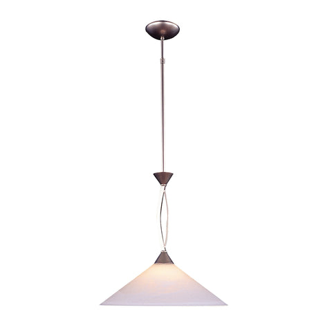 Elysburg 1 Light Pendant In Satin Nickel And White Glass