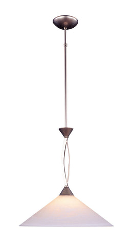 Elysburg 1 Light LED Pendant In Satin Nickel And White Glass