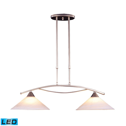 Elysburg 2 Light LED Island In Satin Nickel And White Glass