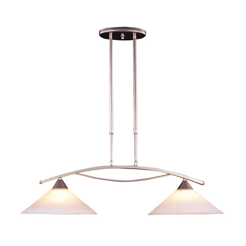Elysburg 2 Light Island In Satin Nickel And White Glass