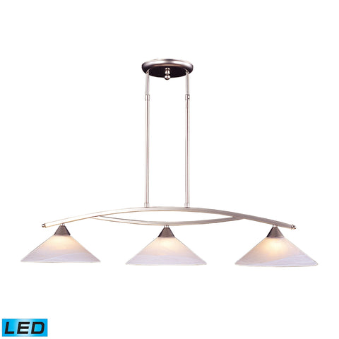Elysburg 3 Light LED Island In Satin Nickel And White Glass