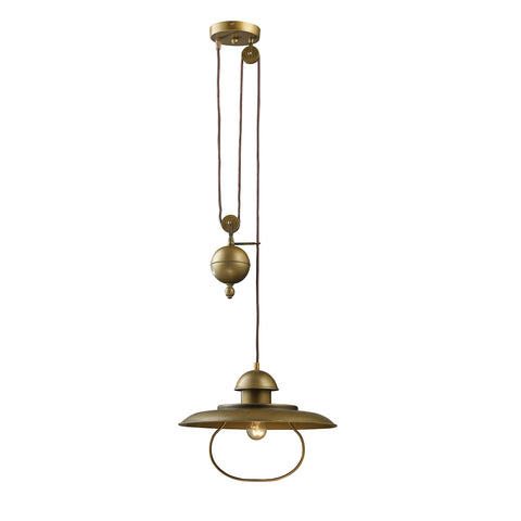 Farmhouse 1 Light Pulldown Pendant In Antique Brass
