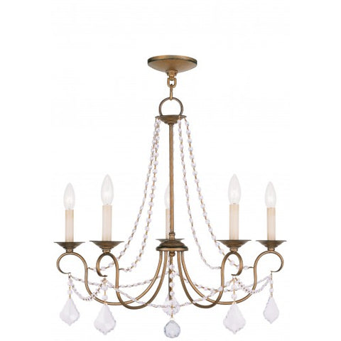 Livex Lighting Pennington 5 Light Antique Gold Leaf Chandelier