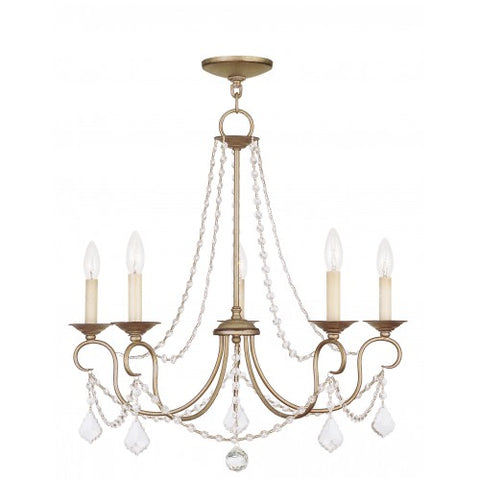 Livex Lighting Pennington 5 Light Antique Silver Leaf Chandelier
