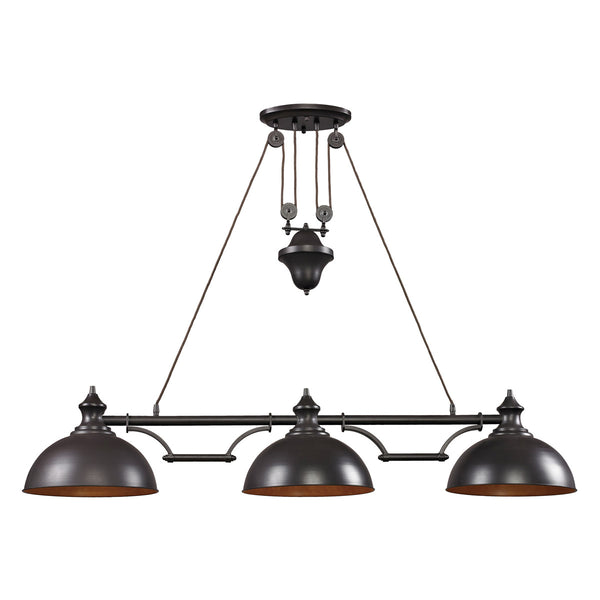 Farmhouse 3 Light LED Billiard In Oiled Bronze