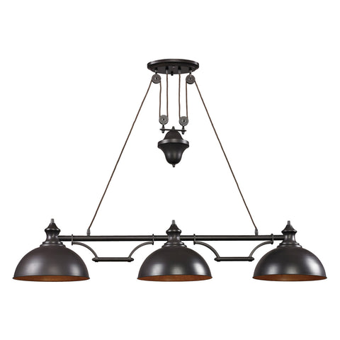 Farmhouse 3 Light LED Billiard In Oiled Bronze