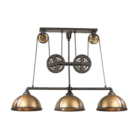 Torque 3 Light Island In Vintage Rust And Brass