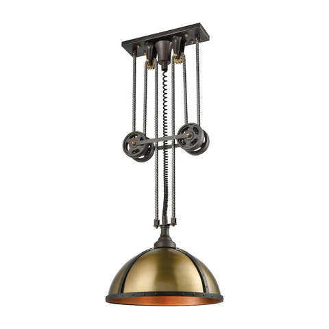 Torque 3 Light Pulldown Chandelier In Vintage Rust And Aged Brass