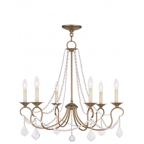 Livex Lighting Pennington 6 Light Antique Gold Leaf Chandelier