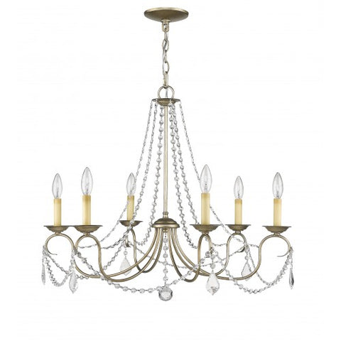 Livex Lighting Pennington 6 Light Antique Silver Leaf Chandelier