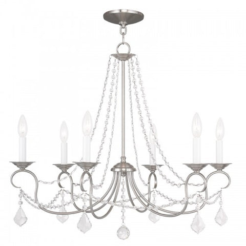 Livex Lighting Pennington 6 Light Brushed Nickel Chandelier