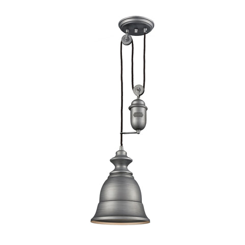 Farmhouse 1 Light Pulldown Pendant In Weathered Zinc
