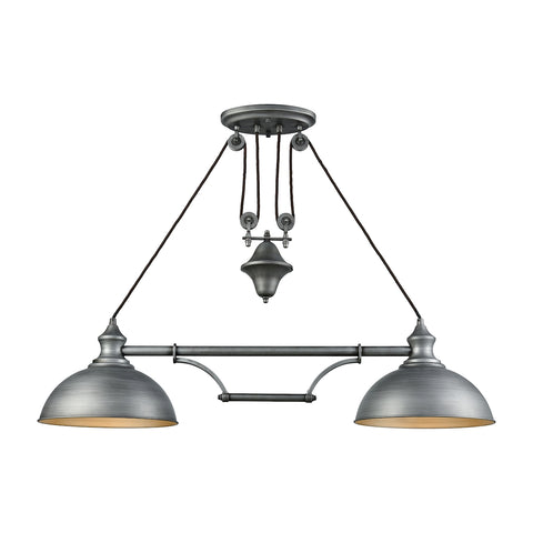 Farmhouse 2 Light Pulldown Island Light In Weathered Zinc