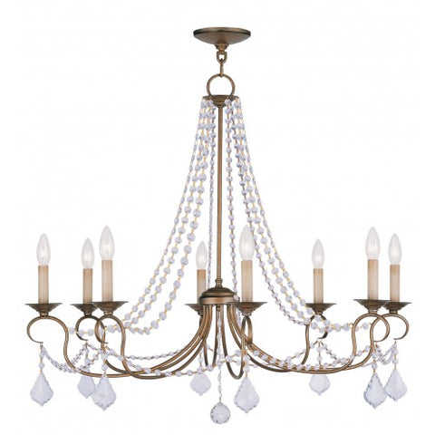 Livex Lighting Pennington 8 Light Antique Gold Leaf Chandelier