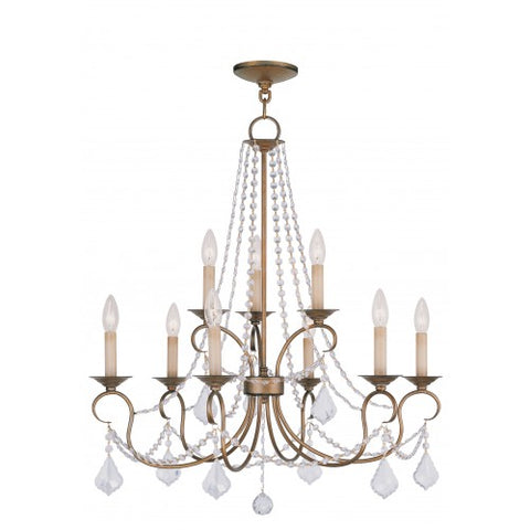 Livex Lighting Pennington 9 Light Antique Gold Leaf Chandelier