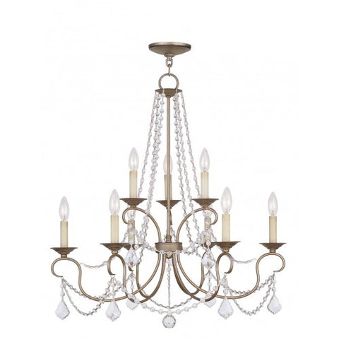 Livex Lighting Pennington 9 Light Antique Silver Leaf Chandelier