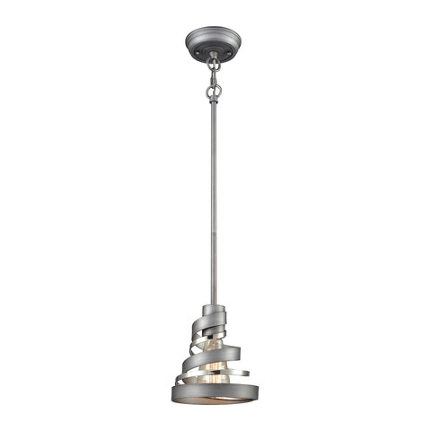 Zabrina 1 Light Pendant In Weathered Zinc And Polished Nickel - Includes Recessed Lighting Kit