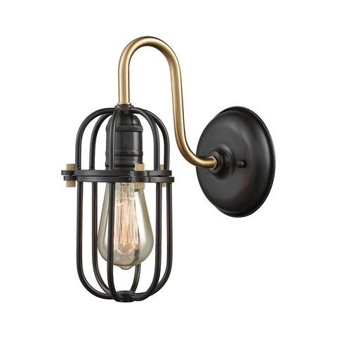 Binghamton 1 Light Wall Sconce In Oil Rubbed Bronze And Satin Brass