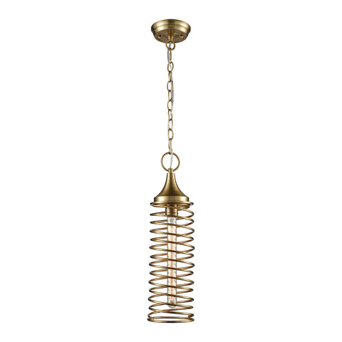 Spring 1 Light Pendant In Satin Brass