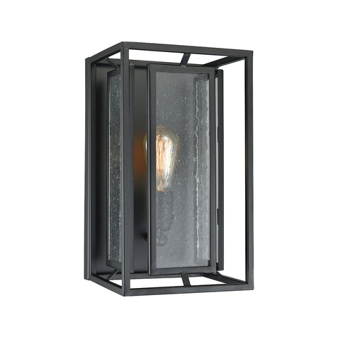 Eastgate 1 Light Wall Sconce In Textured Black With Seedy Glass