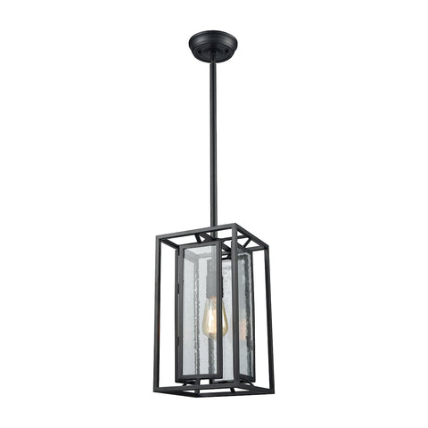 Eastgate 1 Light Pendant In Textured Black With Seedy Glass