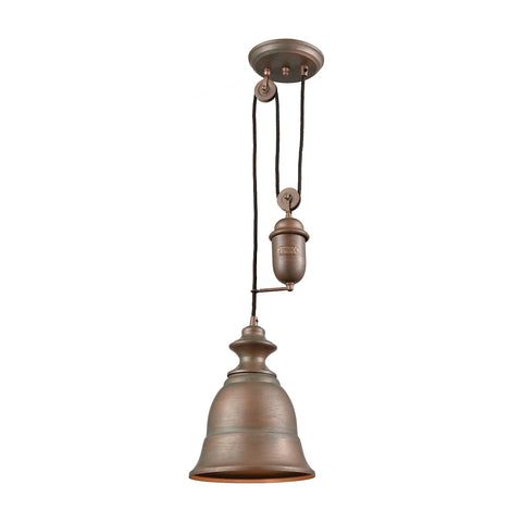 Farmhouse 1 Light Pulldown Pendant In Tarnished Brass
